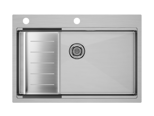 Кухонная мойка Paulmark PM707551-BS+A405-BS 75х51 цвет брашированная нержавеющая сталь поверхность матовая